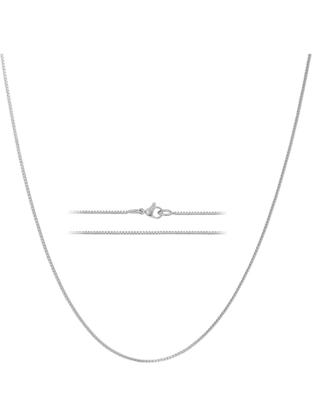 Elegant White Gold Box Chain Necklace for Women - Thin Plated Stainless Steel